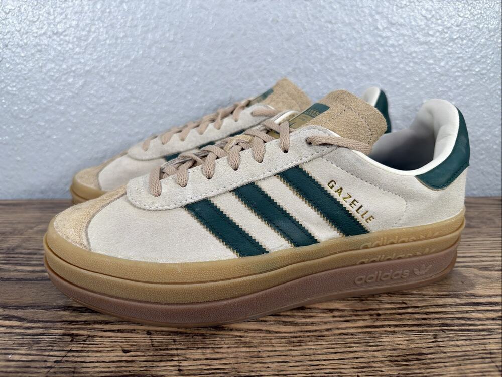 Adidas Gazelle Bold Sneakers Womens Size 9.5 Green White Beige Platform